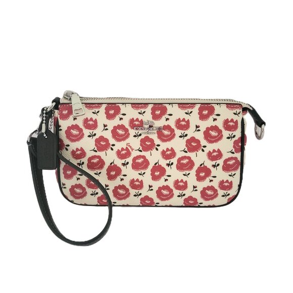 Coach CBM74 Nolita 19 Floral Print Small Handbag Clutch Chalk Black - Picture 1 of 7